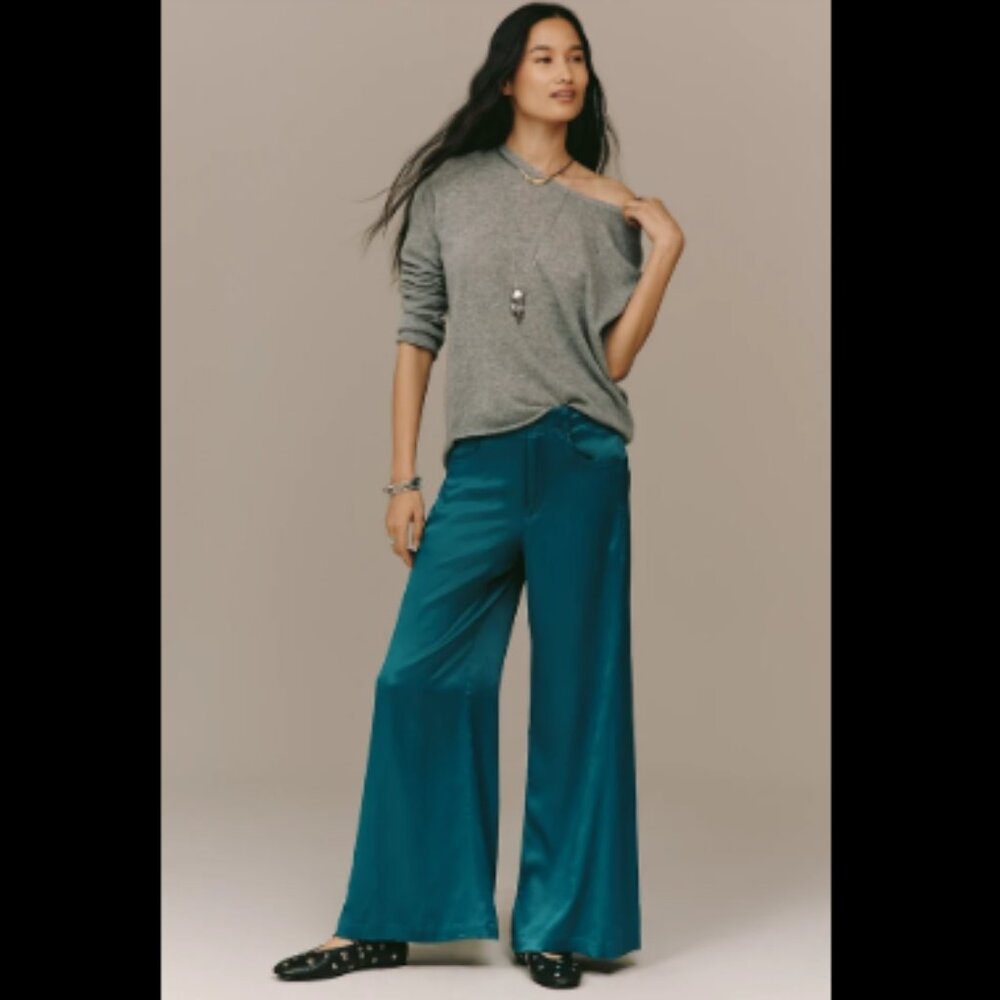Brand New The Adi Silky Mid-Rise Flare Pants by Pilcro